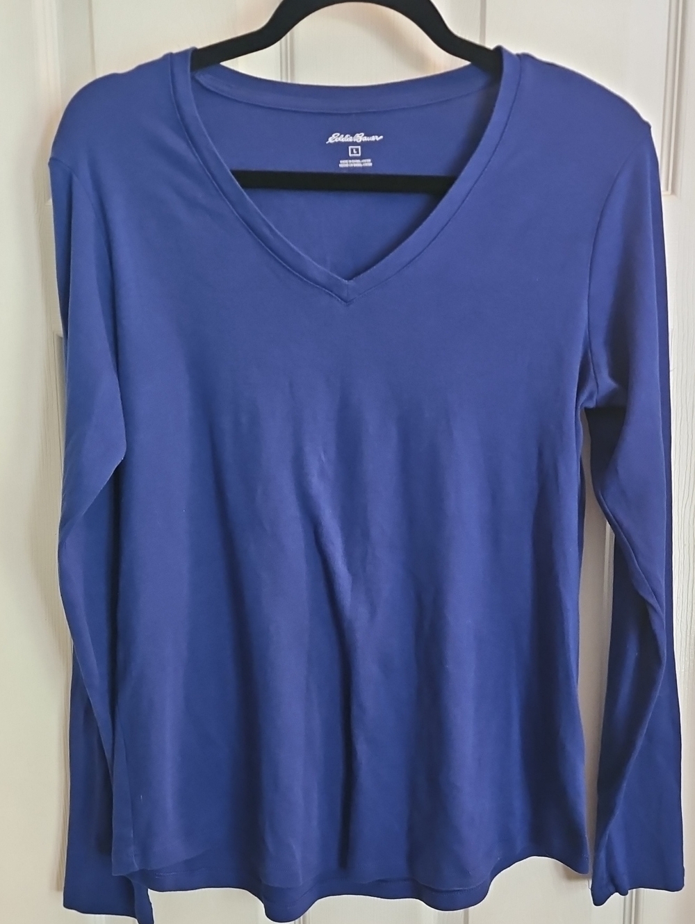 Eddie Bauer Long Sleeve V‑Neck Top - Royal Blue